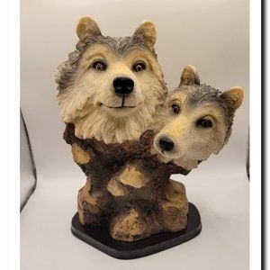 Two Head Wolf Statue 8 1/2" x 7"
